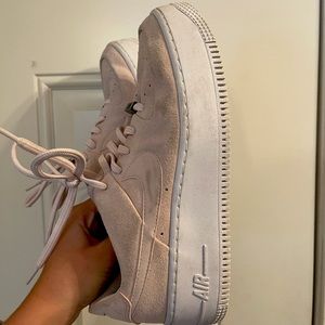 NIKE pink suede air forces, worn